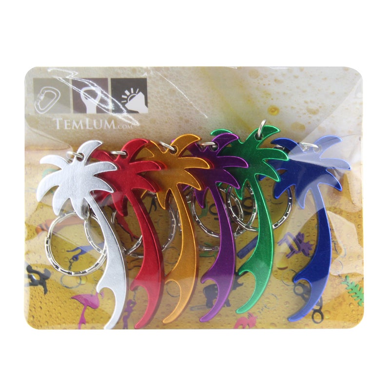 Swatom Palm Tree Bottle Opener with Keychain Key Tag Chain Ring Accessories (6, Random Color) - Image 2